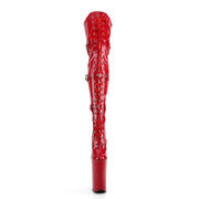 Pleaser BEYOND-3028 Platform Thigh High Boot (Red Stretch Patent/Red)