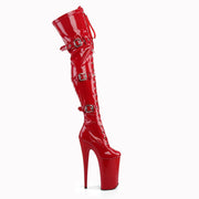 Pleaser BEYOND-3028 Platform Thigh High Boot (Red Stretch Patent/Red)