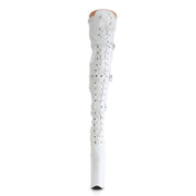 Pleaser BEYOND-3028 Platform Thigh High Boot (White Stretch Patent/White)