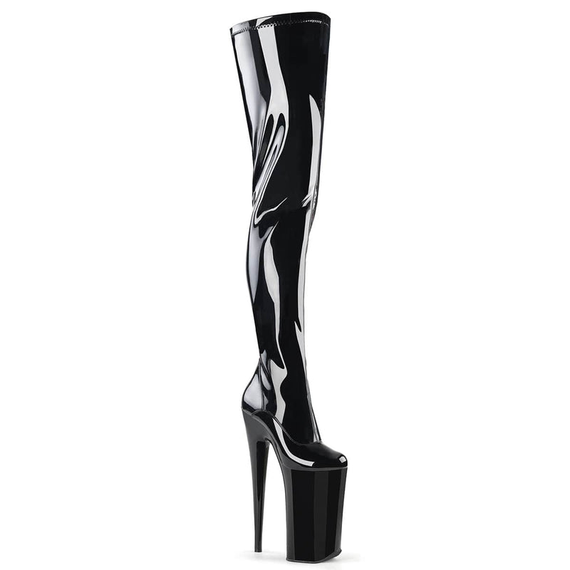 Pleaser BEYOND-4000 Platform Crotch High Boot (Black Stretch Patent/Black)