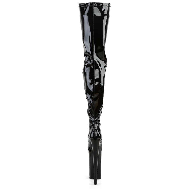 Pleaser BEYOND-4000 Platform Crotch High Boot (Black Stretch Patent/Black)