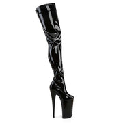 Pleaser BEYOND-4000 Platform Crotch High Boot (Black Stretch Patent/Black)