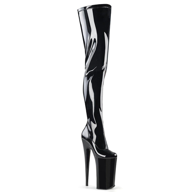 Pleaser BEYOND-4000 Platform Crotch High Boot (Black Stretch Patent/Black)