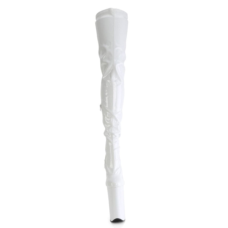 Pleaser BEYOND-4000 Platform Crotch High Boot (White Stretch Patent/White)