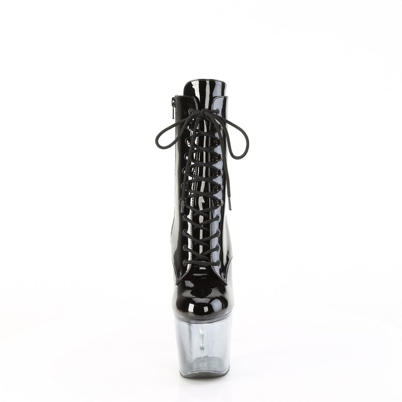 Pleaser BLISS-1020BC Platform Ankle Boot (Black Patent/Black-Clear Ombre)
