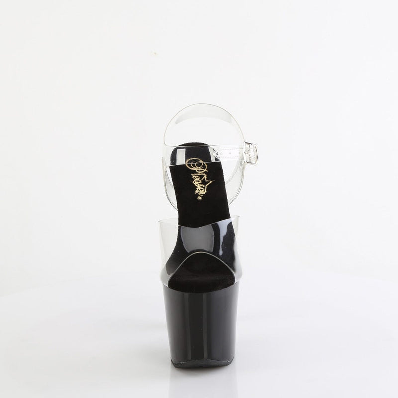 Pleaser BLISS-708 Platform Sandal (Clear/Black-Clear)