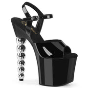 Pleaser BLISS-709 Platform Sandal (Black Patent/Black-Silver Chrome)