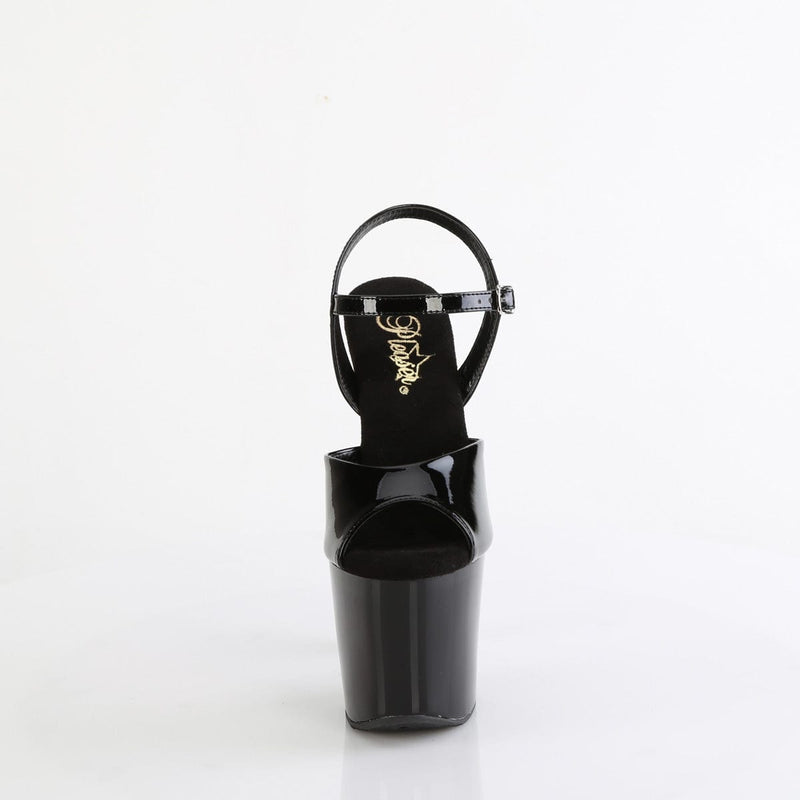 Pleaser BLISS-709 Platform Sandal (Black Patent/Black-Silver Chrome)