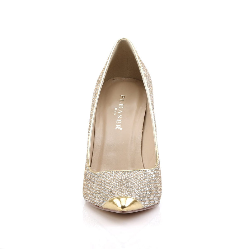 Pleaser CLASSIQUE-20 Pump (Gold Glittery Lame Pu)