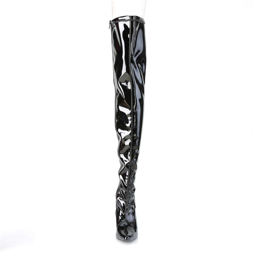 Pleaser CLASSIQUE-3000 Thigh High Boot (Black Stretch Patent)