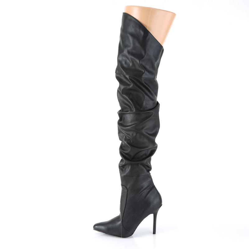 Pleaser CLASSIQUE-3011 Thigh High Boot (Black Faux Leather)