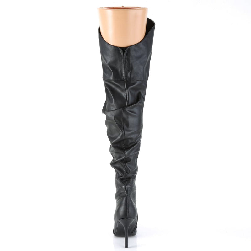 Pleaser CLASSIQUE-3011 Thigh High Boot (Black Faux Leather)