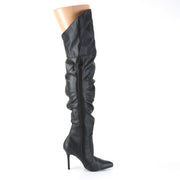 Pleaser CLASSIQUE-3011 Thigh High Boot (Black Faux Leather)