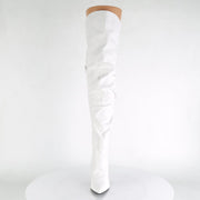 Pleaser CLASSIQUE-3011 Thigh High Boot (White Faux Leather)