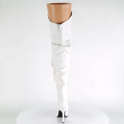 Pleaser CLASSIQUE-3011 Thigh High Boot (White Faux Leather)