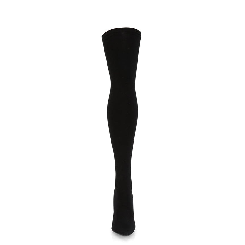 Pleaser COURTLY-3005 Thigh High Boot (Black Nylon)