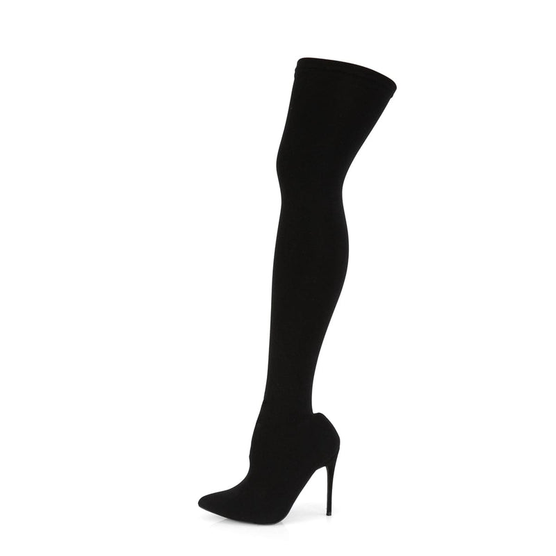 Pleaser COURTLY-3005 Thigh High Boot (Black Nylon)