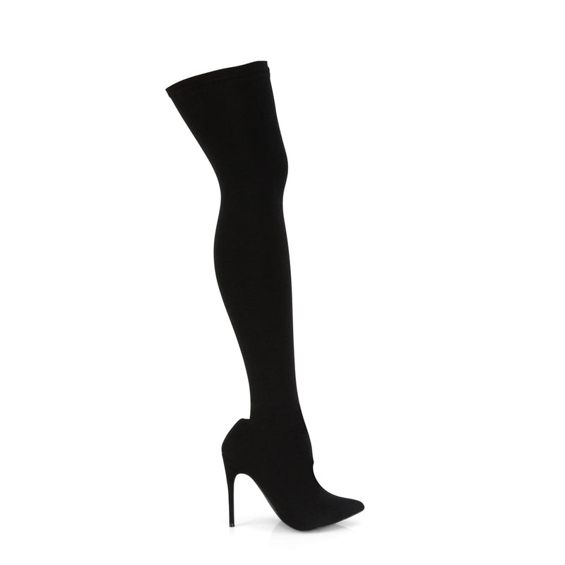 Pleaser COURTLY-3005 Thigh High Boot (Black Nylon)