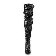 Pleaser COURTLY-3011 Thigh High Boot (Black Sequins)