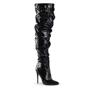 Pleaser COURTLY-3011 Thigh High Boot (Black Sequins)