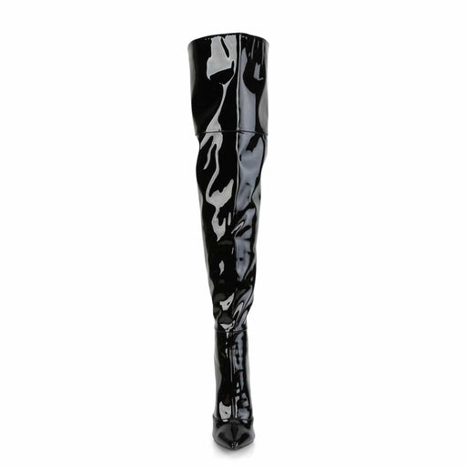 Pleaser COURTLY-3012 Thigh High Boot (Black Patent)