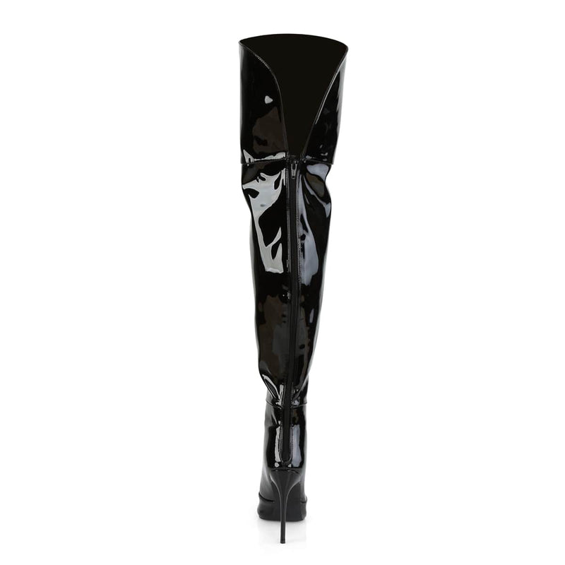 Pleaser COURTLY-3012 Thigh High Boot (Black Patent)