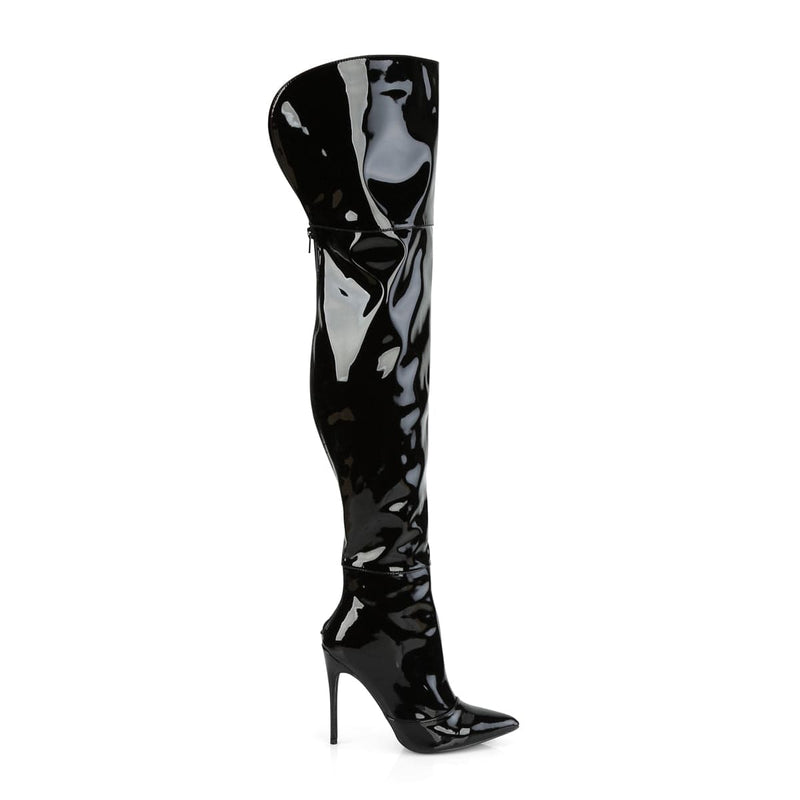 Pleaser COURTLY-3012 Thigh High Boot (Black Patent)