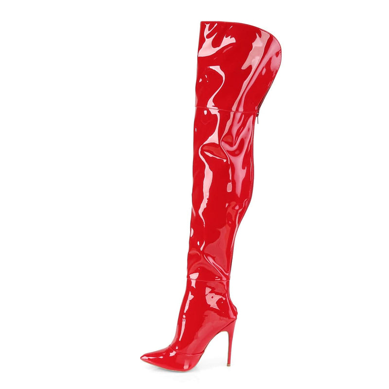 Pleaser COURTLY-3012 Thigh High Boot (Red Patent)
