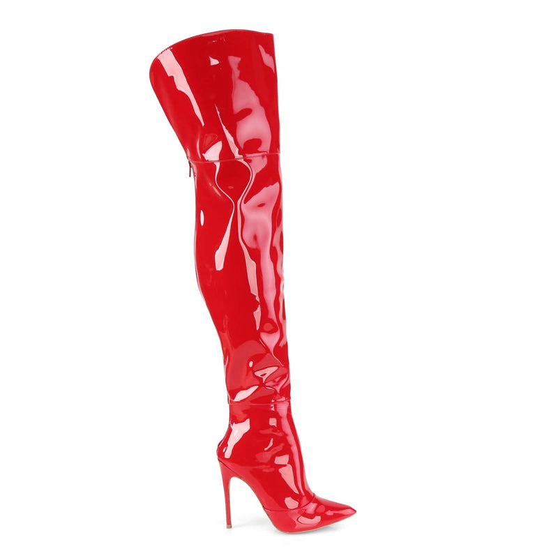 Pleaser COURTLY-3012 Thigh High Boot (Red Patent)
