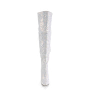 Pleaser COURTLY-3015 Thigh High Boot (White Multi Glitter)