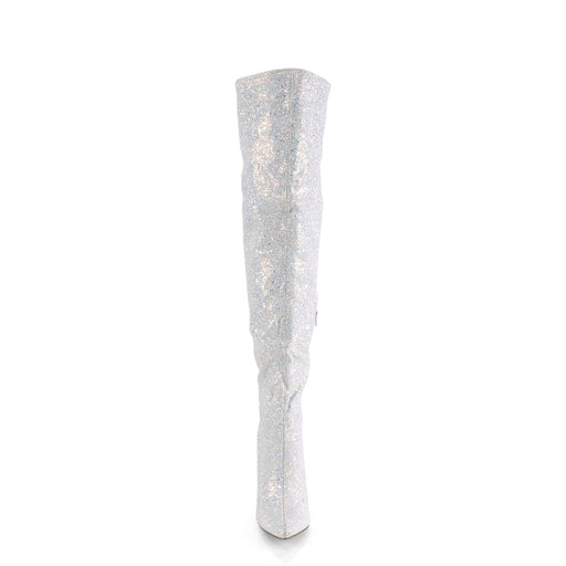 Pleaser COURTLY-3015 Thigh High Boot (White Multi Glitter)