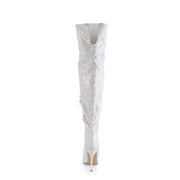 Pleaser COURTLY-3015 Thigh High Boot (White Multi Glitter)