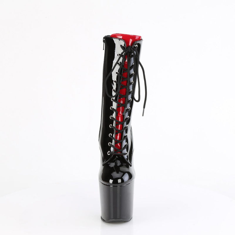 Pleaser CRAZE-1040FH Platform Ankle Boot (Black-Red Patent/Black Red)