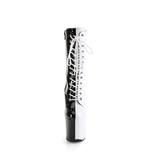 Pleaser CRAZE-1040TT Platform Ankle Boot (Black-White Patent/Black-White)