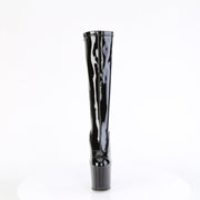 Pleaser CRAZE-2000 Platform Knee High Boot (Black Stretch Patent/Black)