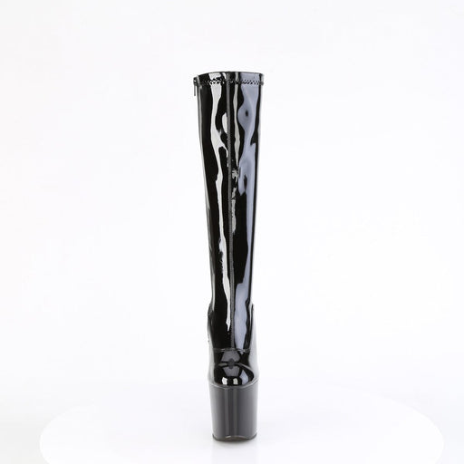 Pleaser CRAZE-2000 Platform Knee High Boot (Black Stretch Patent/Black)