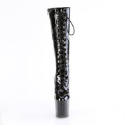 Pleaser CRAZE-2023 Platform Knee High Boot (Black Stretch Patent/Black)