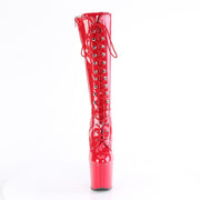 Pleaser CRAZE-2023 Platform Knee High Boot (Red Stretch Patent/Red)