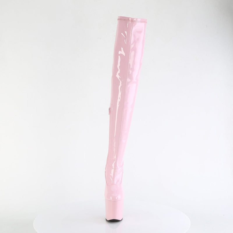 Pleaser CRAZE-3000 Platform Thigh High Boot (Baby Pink Stretch Patent/Baby Pink)