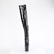 Pleaser CRAZE-3000 Platform Thigh High Boot (Black Stretch Patent/Black)