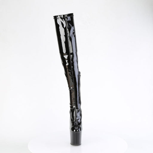 Pleaser CRAZE-3000 Platform Thigh High Boot (Black Stretch Patent/Black)