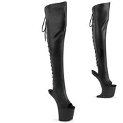 Pleaser CRAZE-3019 Platform Knee High Boot (Black Faux Leather/Black Matte)
