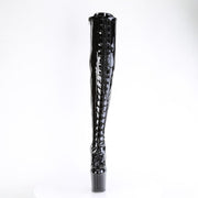 Pleaser CRAZE-3023 Platform Thigh High Boot (Black Patent/Black)