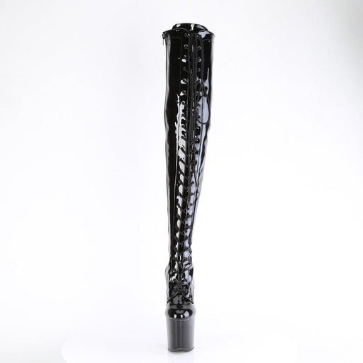 Pleaser CRAZE-3023 Platform Thigh High Boot (Black Patent/Black)