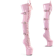Pleaser CRAZE-3028 Platform Thigh High Boot (Baby Pink Stretch Patent/Baby Pink)