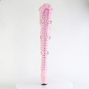 Pleaser CRAZE-3028 Platform Thigh High Boot (Baby Pink Stretch Patent/Baby Pink)