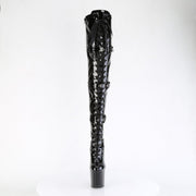Pleaser CRAZE-3028 Platform Thigh High Boot (Black Stretch Patent/Black)