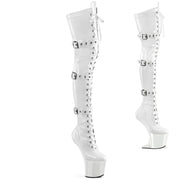 Pleaser CRAZE-3028 Platform Thigh High Boot (White Stretch Patent/White)