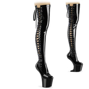 Pleaser CRAZE-3050 Platform Thigh High Boot (Black Stretch Patent/Black)