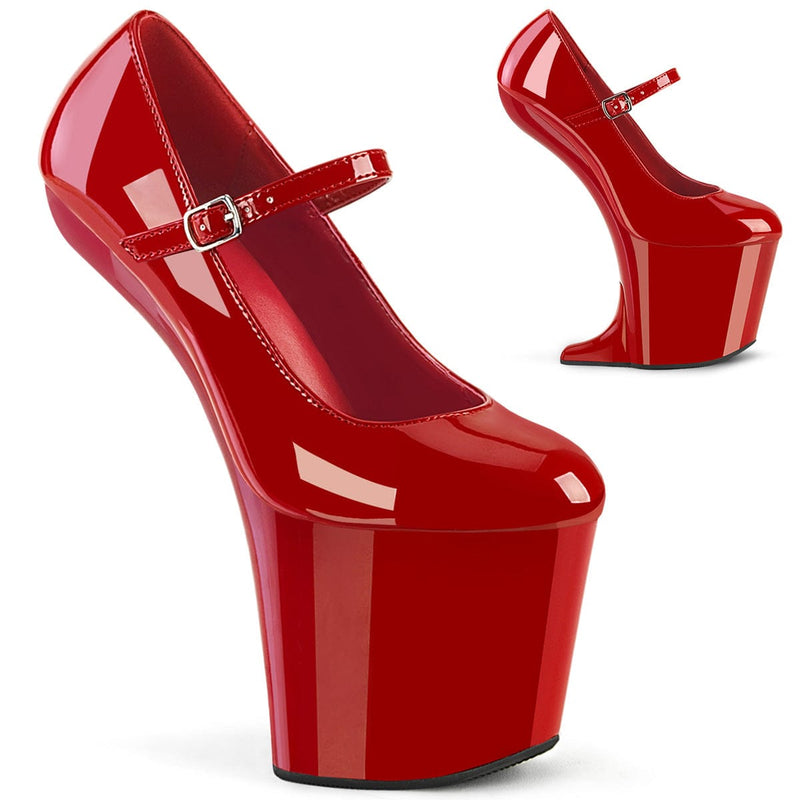 Pleaser CRAZE-880 Platform Pump (Red Patent/Red)